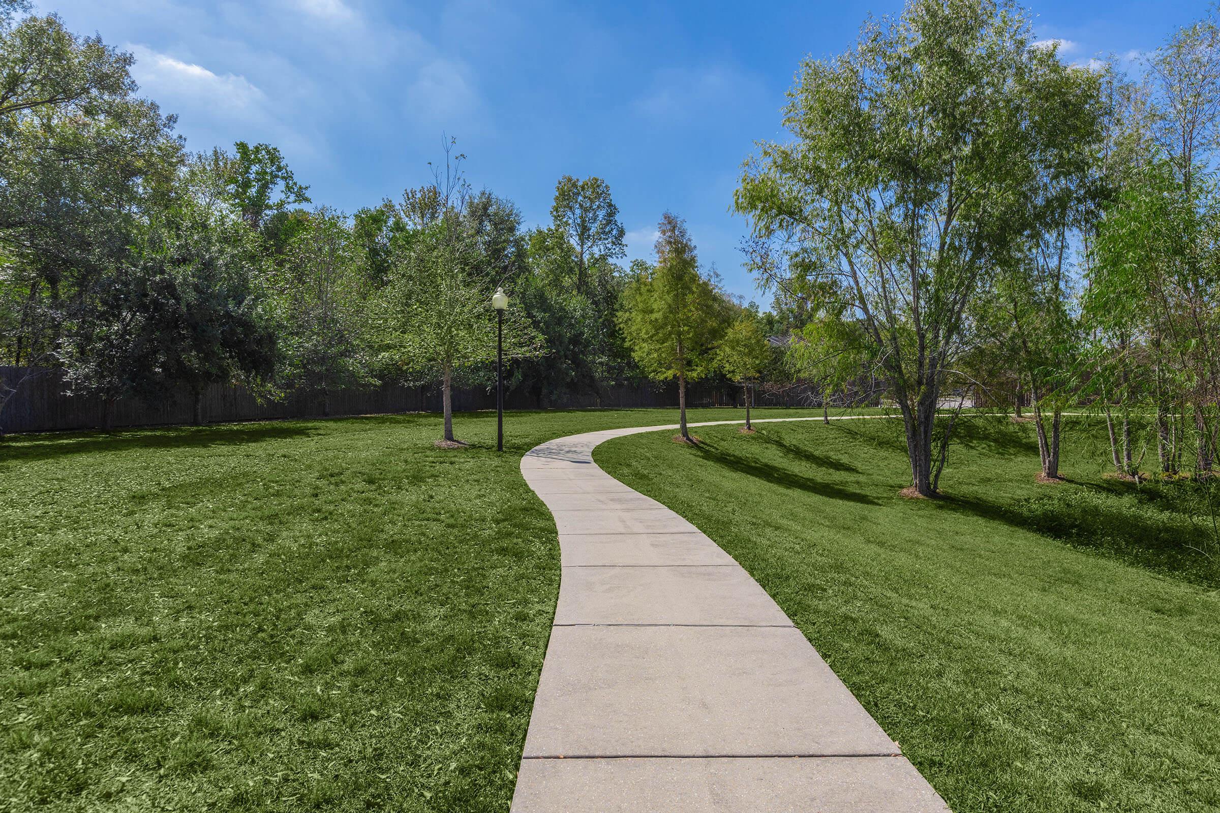 a path with grass and trees