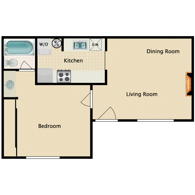 Floor plan image of 1 Bed 1 Bath A