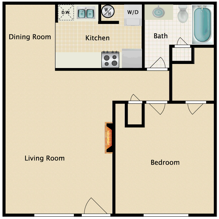 Floor plan image of 1 Bed 1 Bath B