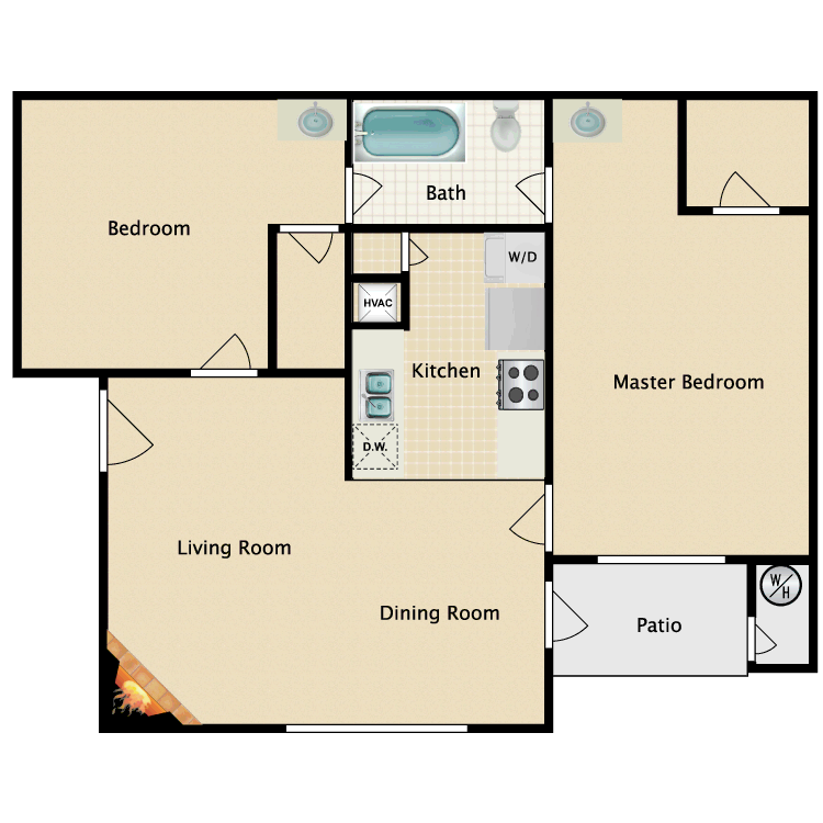 Floor plan image of 2 Bed 1 Bath