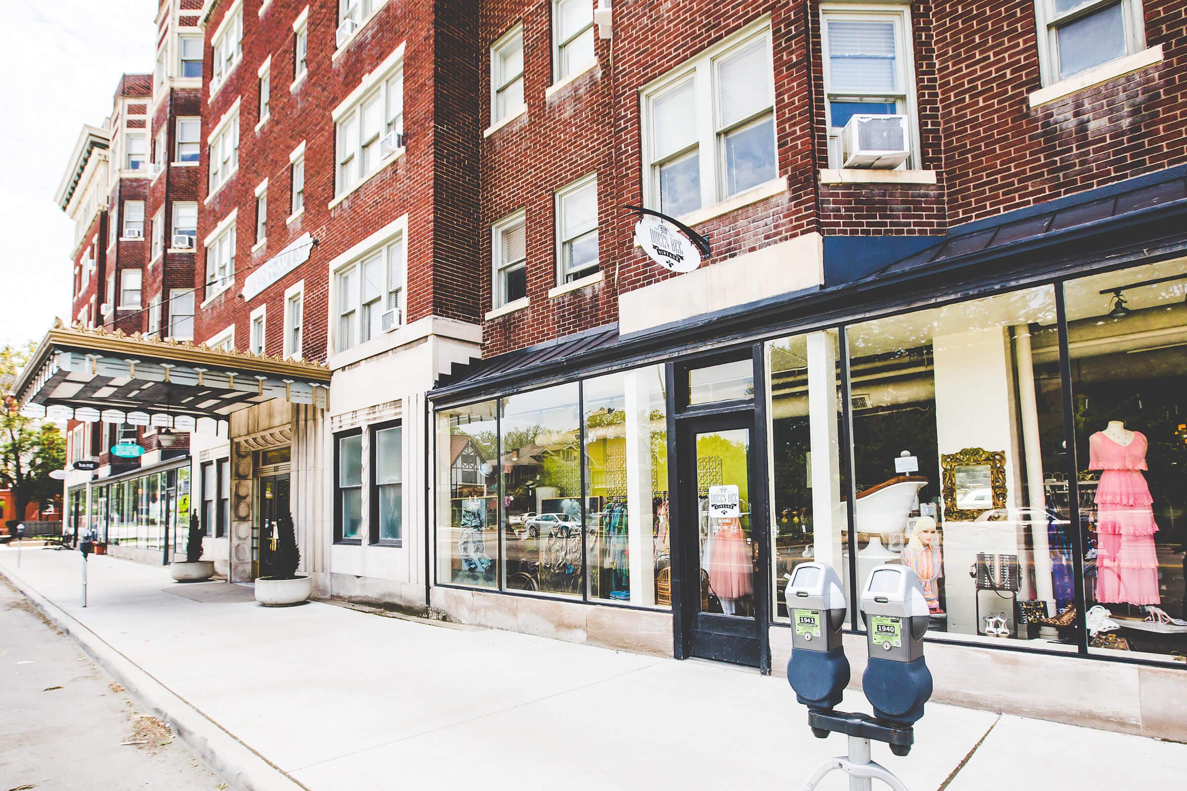 a building with a store on a city street