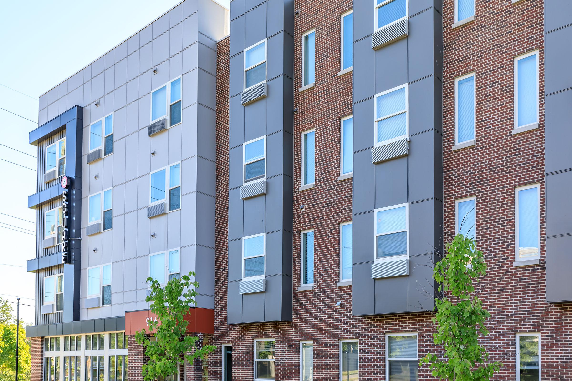 a large brick building with many windows