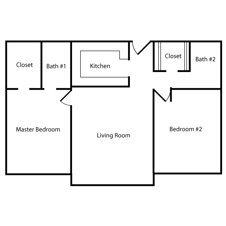 Floor plan image of Plan A 2 Bed 2 Bath