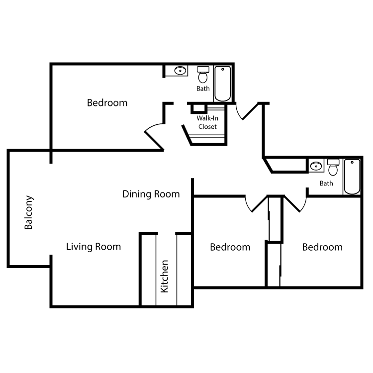 Floor plan image of Plan B 3 Bed 2 Bath