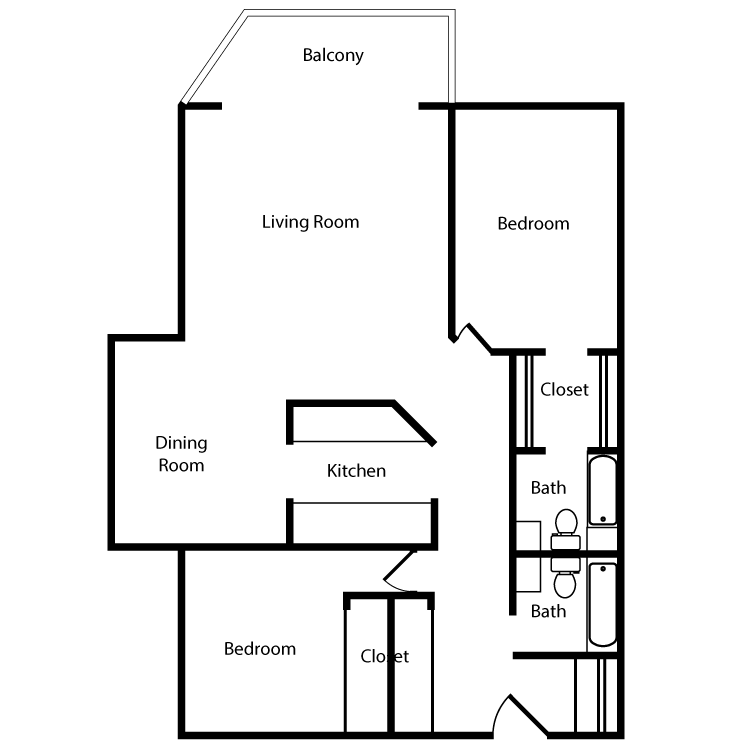 Floor plan image of Plan C 2 Bed 2 Bath