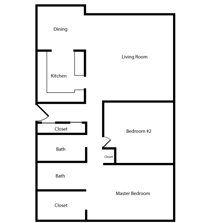 Floor plan image of Plan K 2 Bed 2 Bath