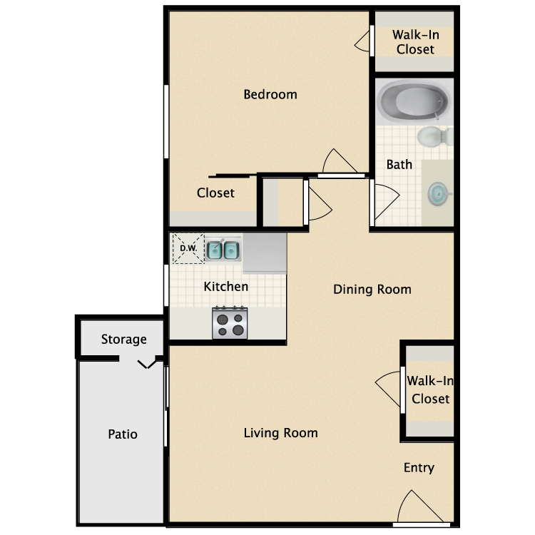 Floor plan image of 1 Bed 1 Bath