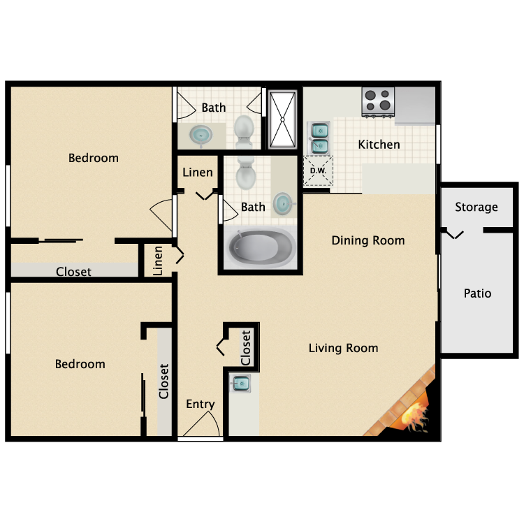 Floor plan image of 2 Bed 2 Bath B