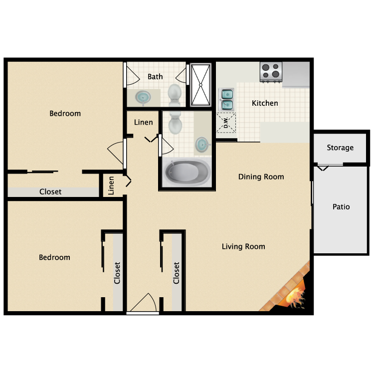 Floor plan image of 2 Bed 2 Bath A