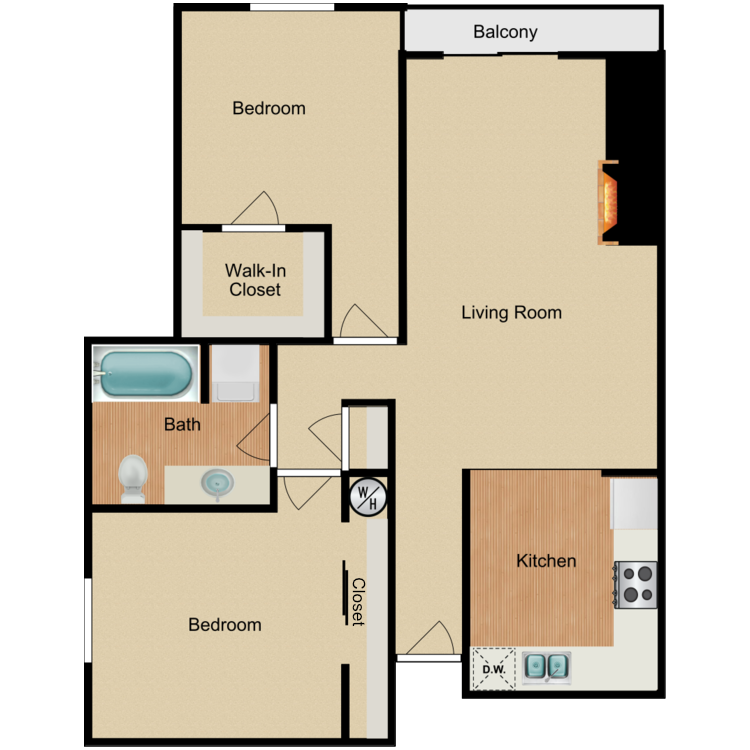 Floor plan image of 2 Bed 1 Bath G