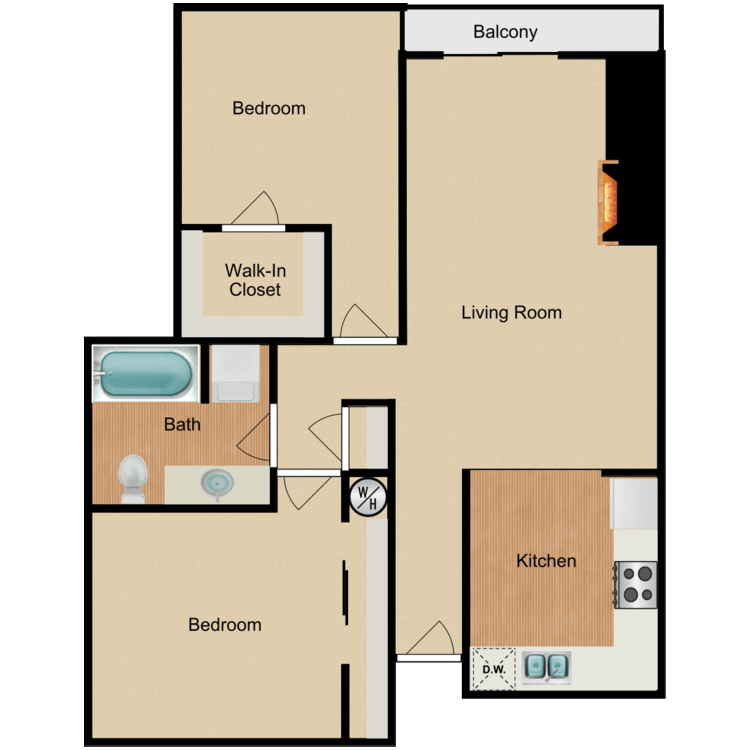 Floor plan image of 2 Bed 1 Bath G