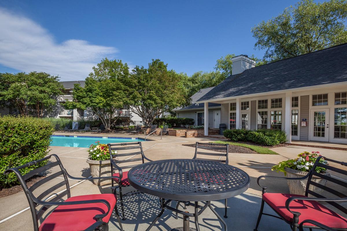 Enjoy the outdoors by the pool at Gleneagle in Greenville, South Carolina.