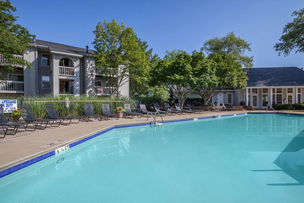 Shimmering swimming pool at Gleneagle in Greenville, South Carolina.