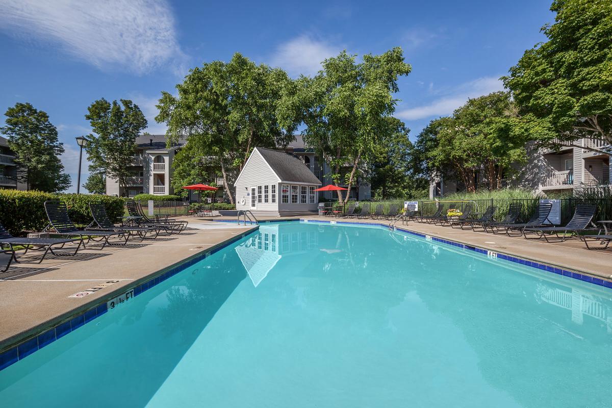 Shimmering swimming pool at Gleneagle in Greenville, South Carolina.