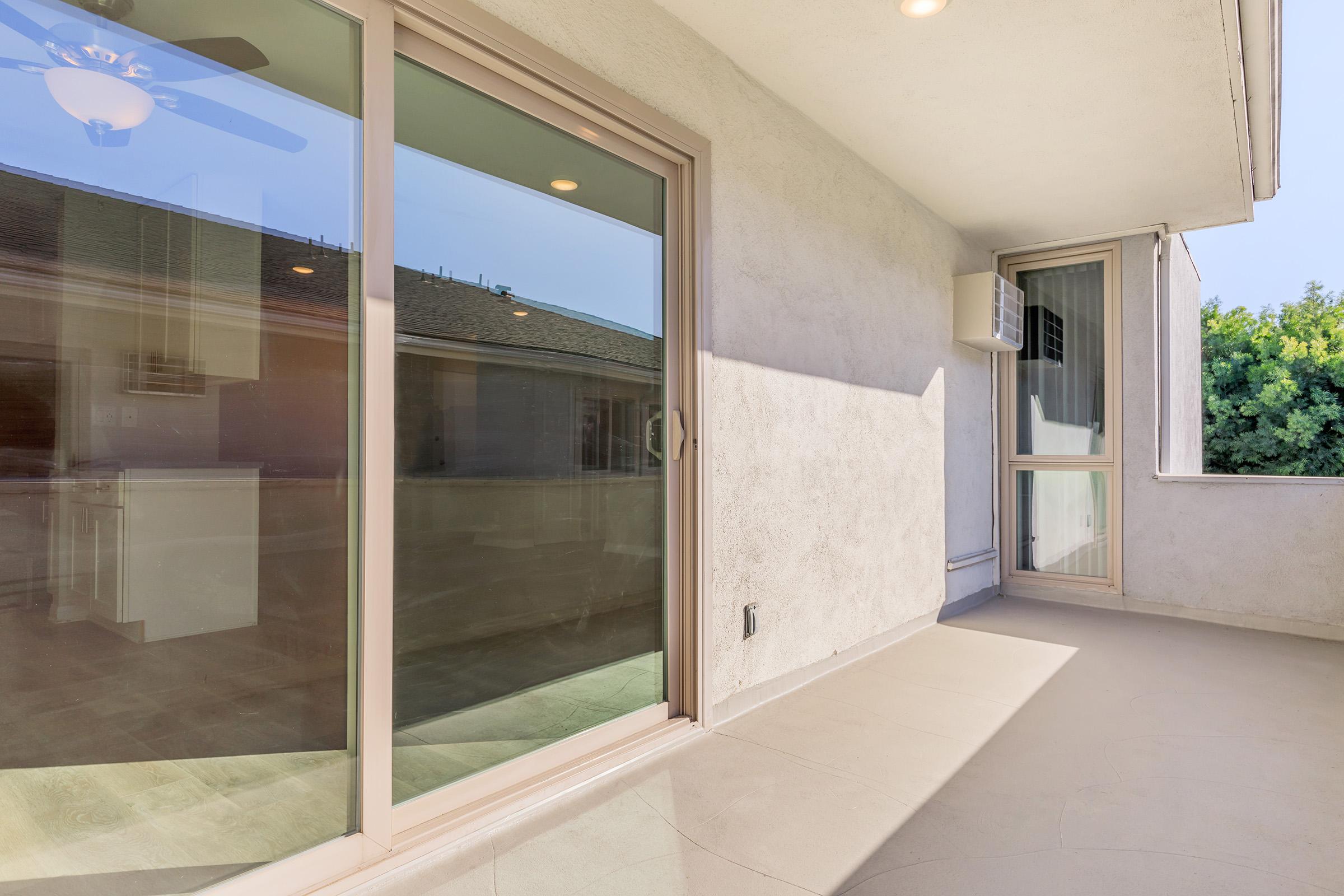 a glass door of a building