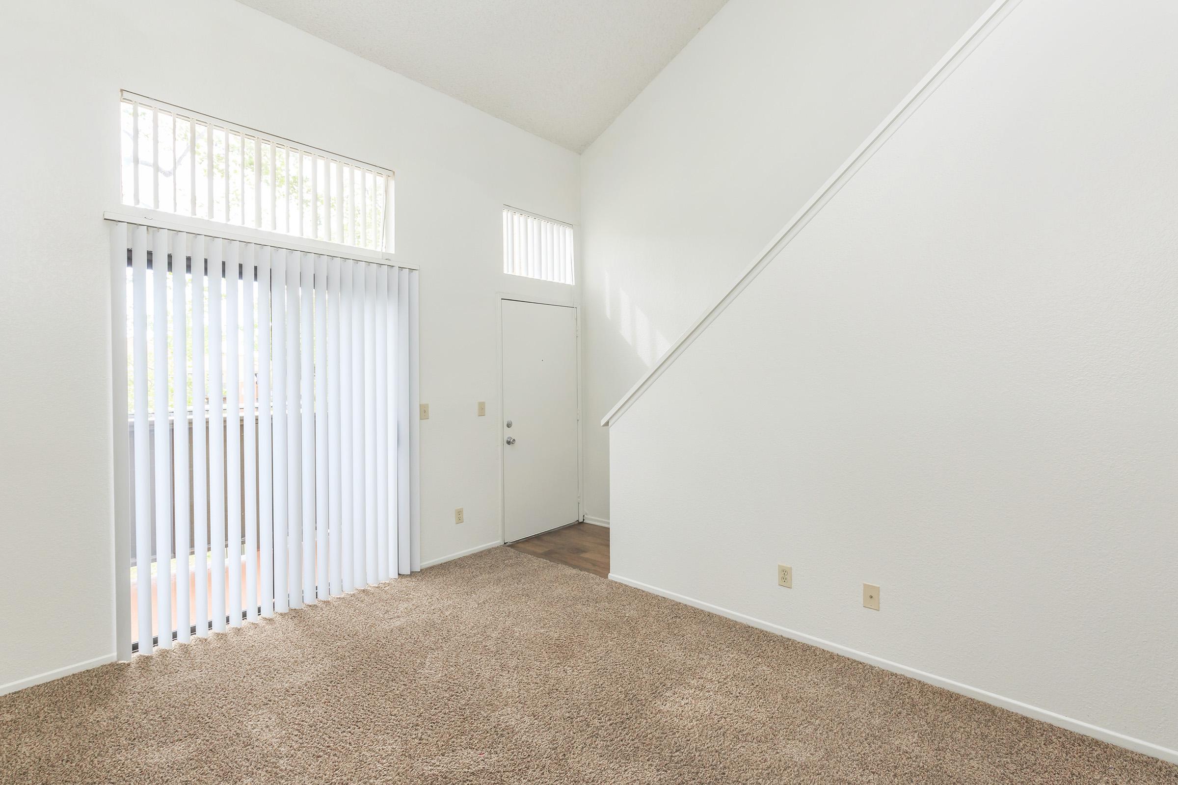 Living room with open window blinds