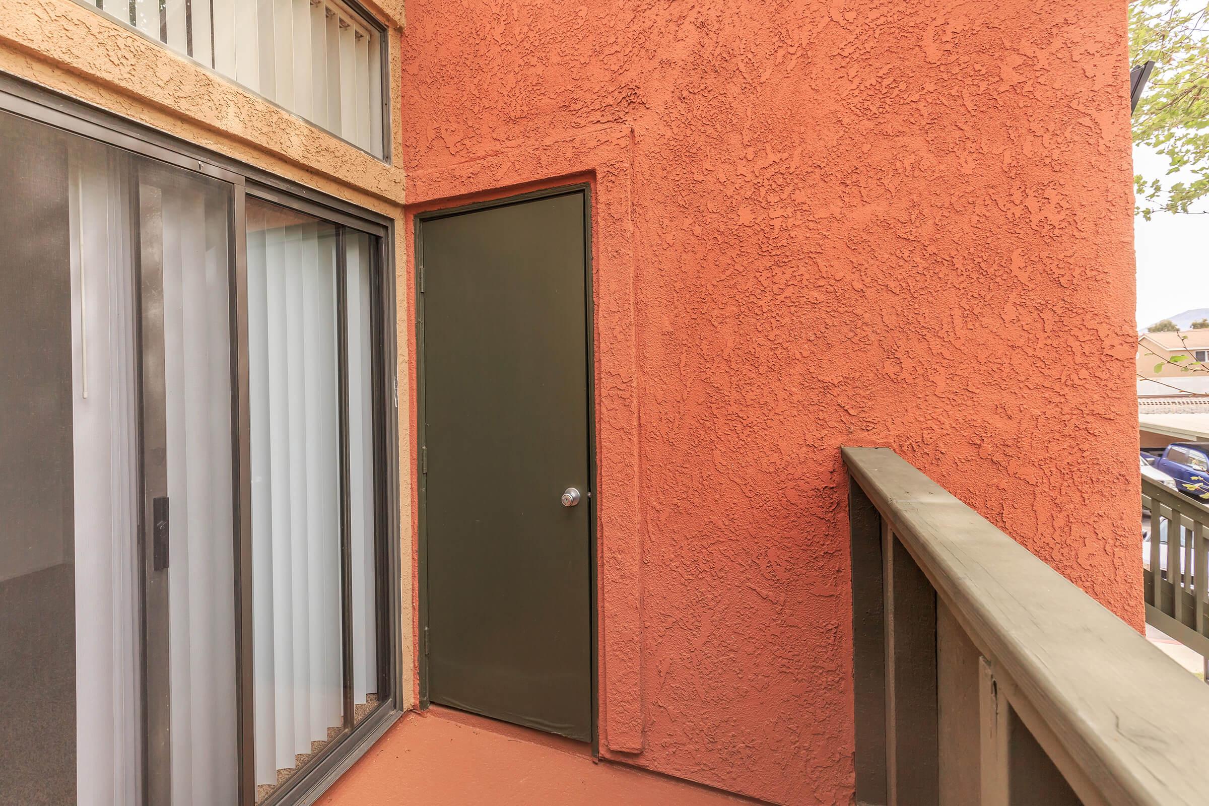 Balcony with sliding glass doors