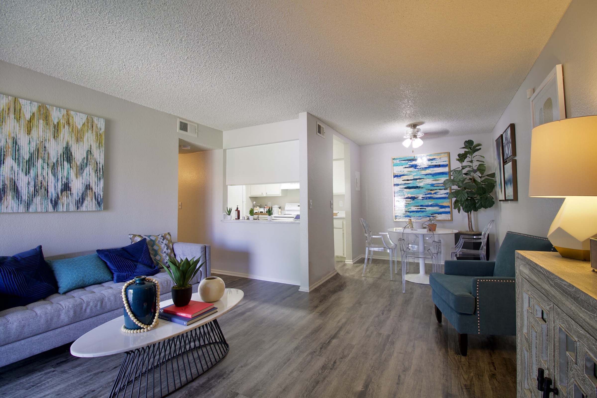 a living room filled with furniture