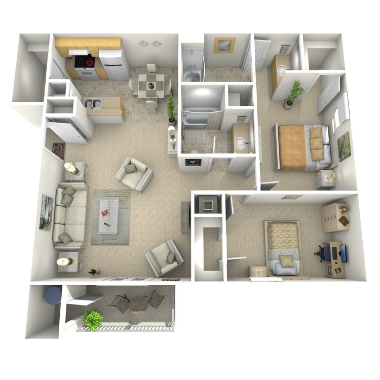 Floor plan image of 2 Bed 2 Bath