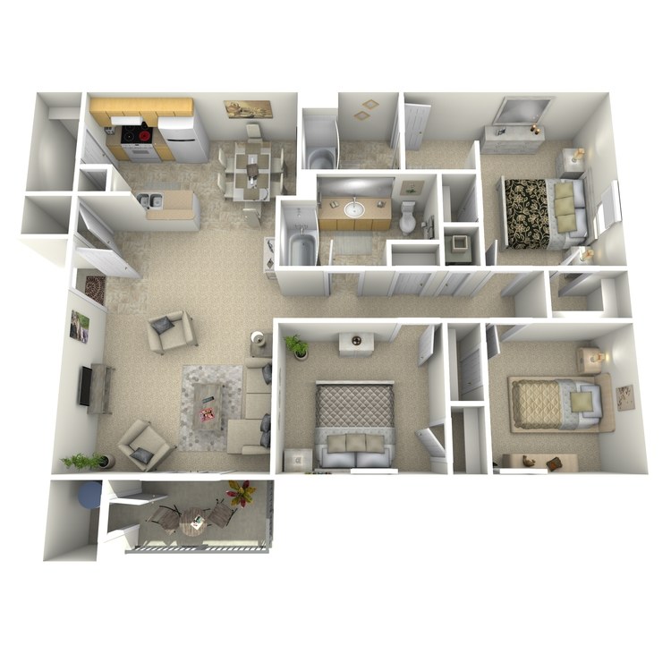 Floor plan image of 3 Bed 2 Bath
