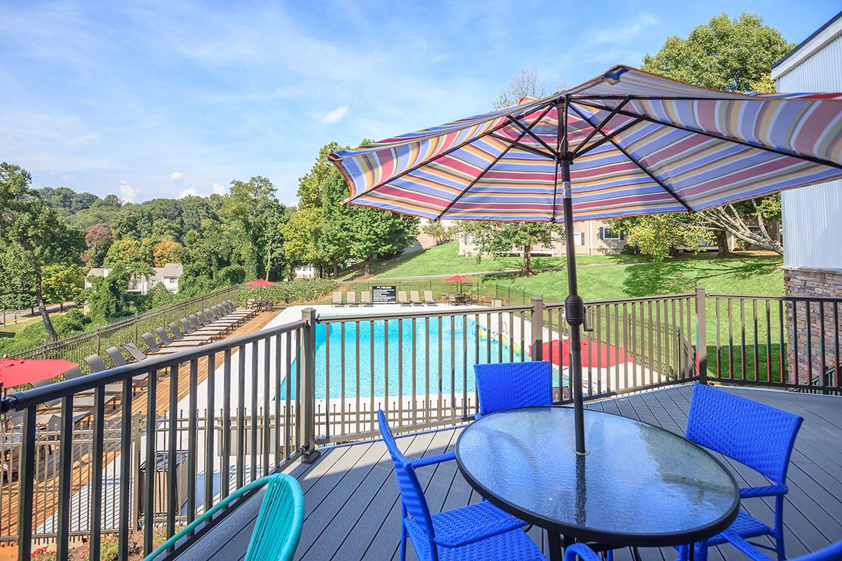 Overlooking the swimming pool at the Henley