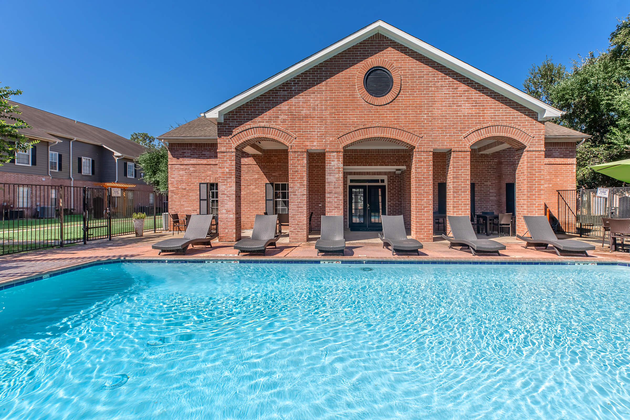 a small house in a pool of water