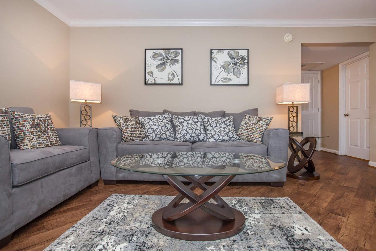 a living room filled with furniture and a rug