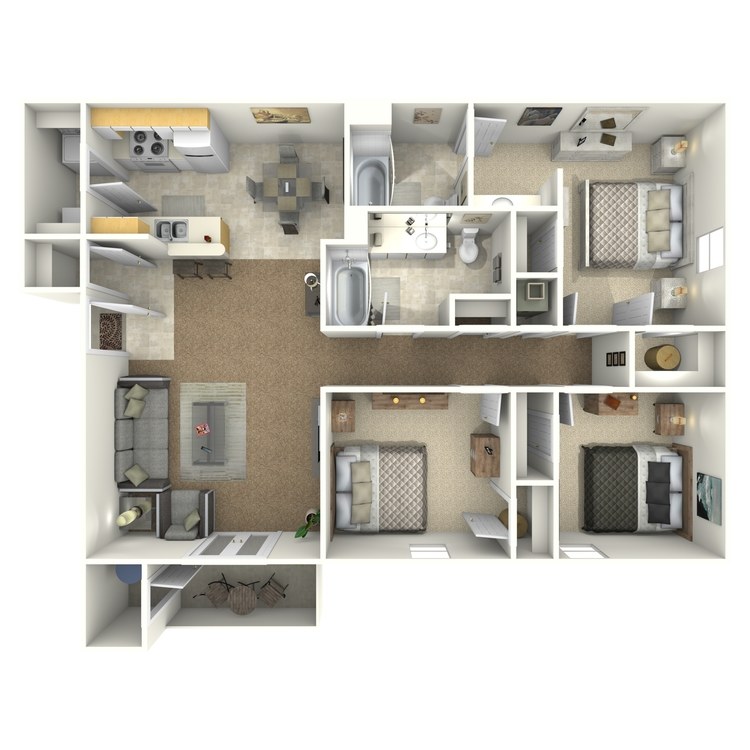 Floor plan image of 3 Bed 2 Bath