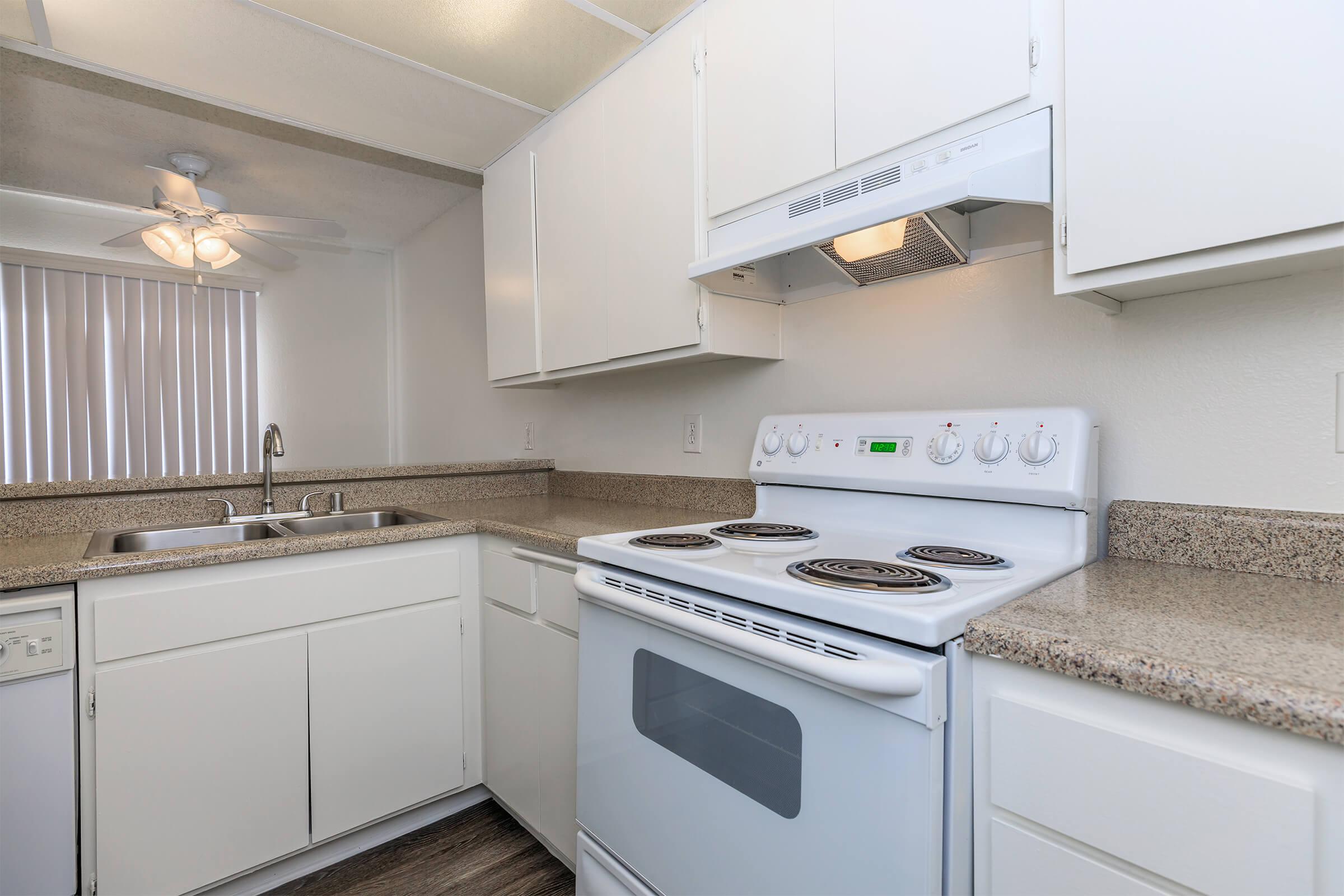 Kitchen with white cabinets