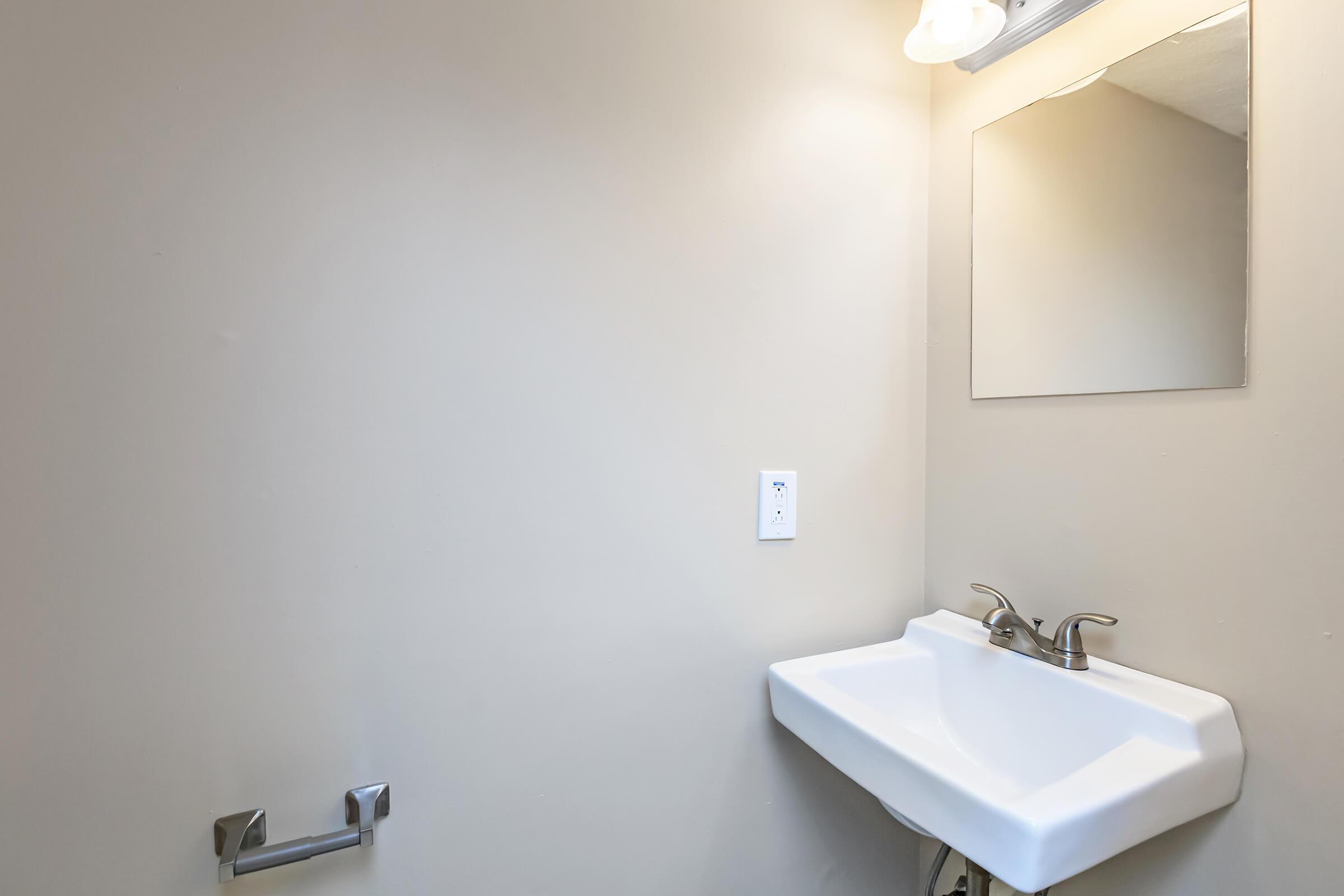 a sink and a mirror