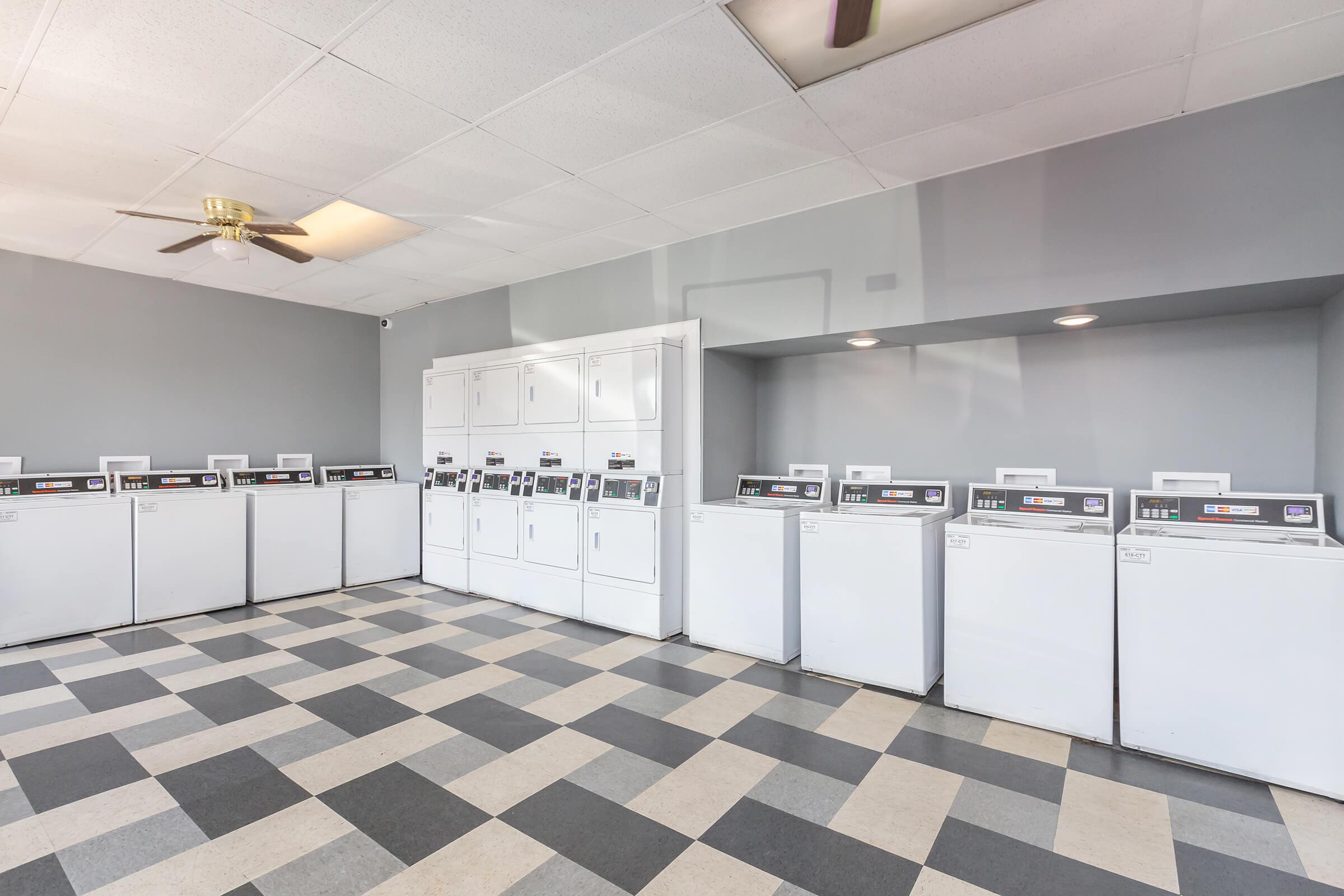 Laundry facility here at The Residences at 1671 Campbell in Clarksville, Tennessee