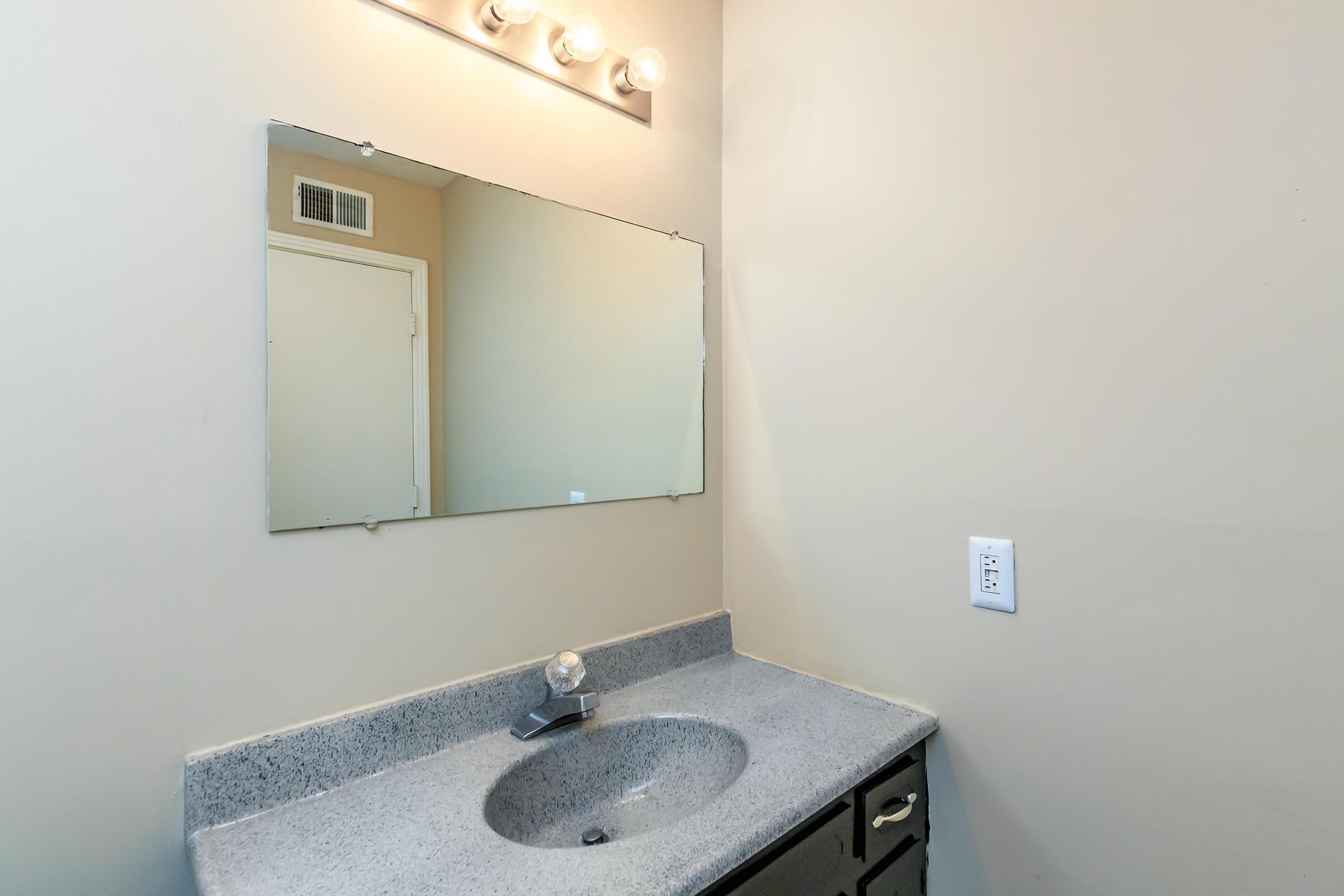 a sink and a mirror