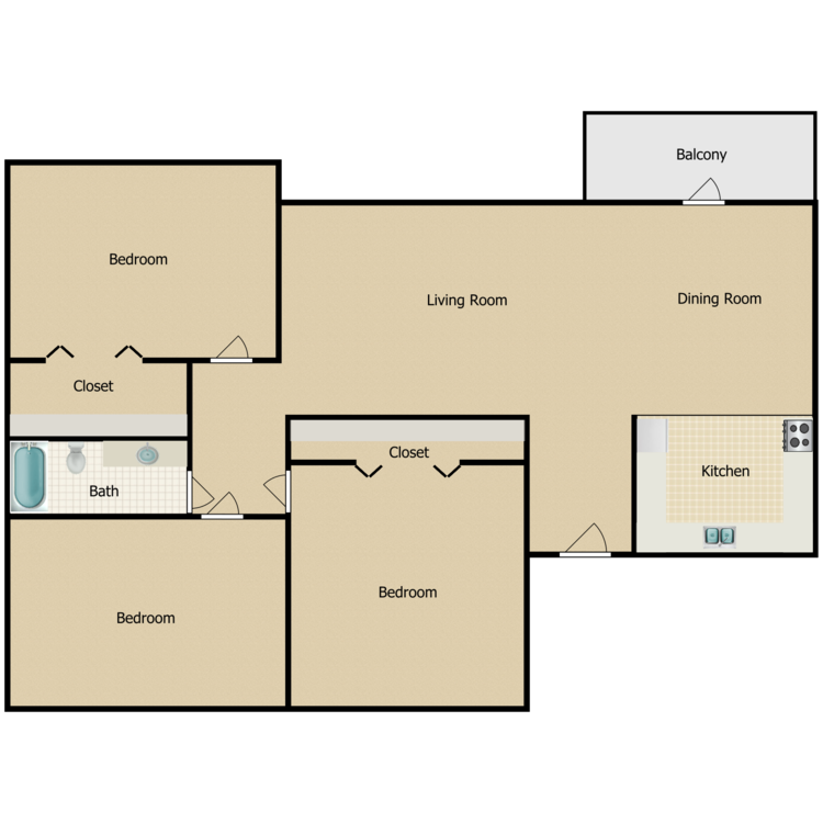 Floor plan image of 3 Bed 1 Bath