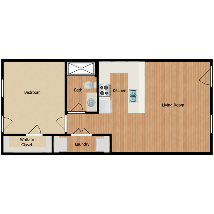 Floor plan image of One Bed One Bath