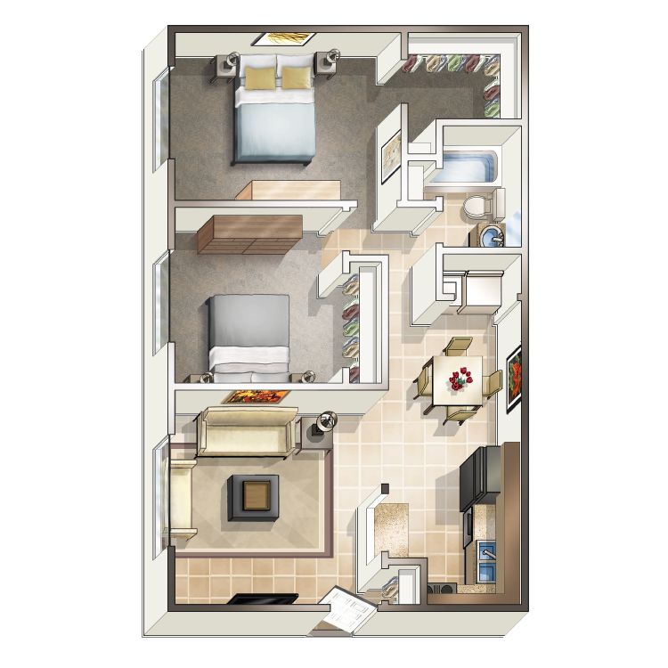 Floor plan image of 2 Bed 1 Bath