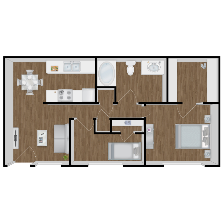 2 Bedroom floor plan image