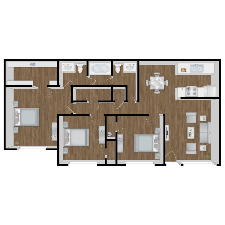 3 bedroom floor plan image