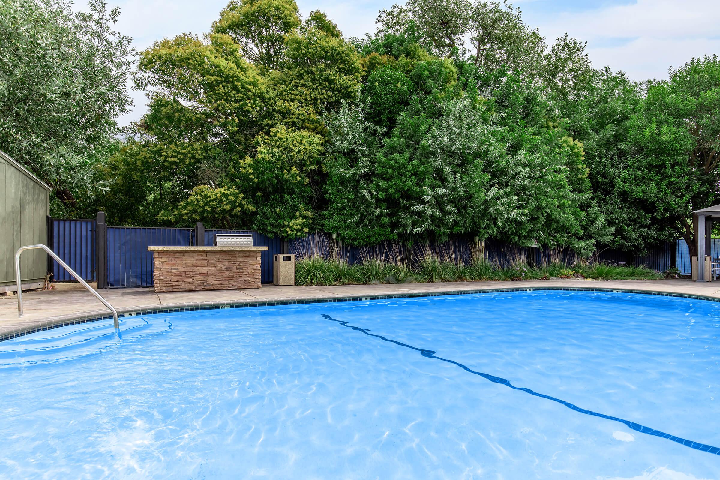 a blue pool of water