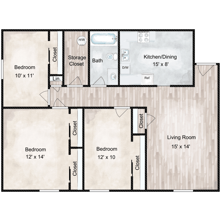 Floor plan image of Kenwood 3 Bedroom