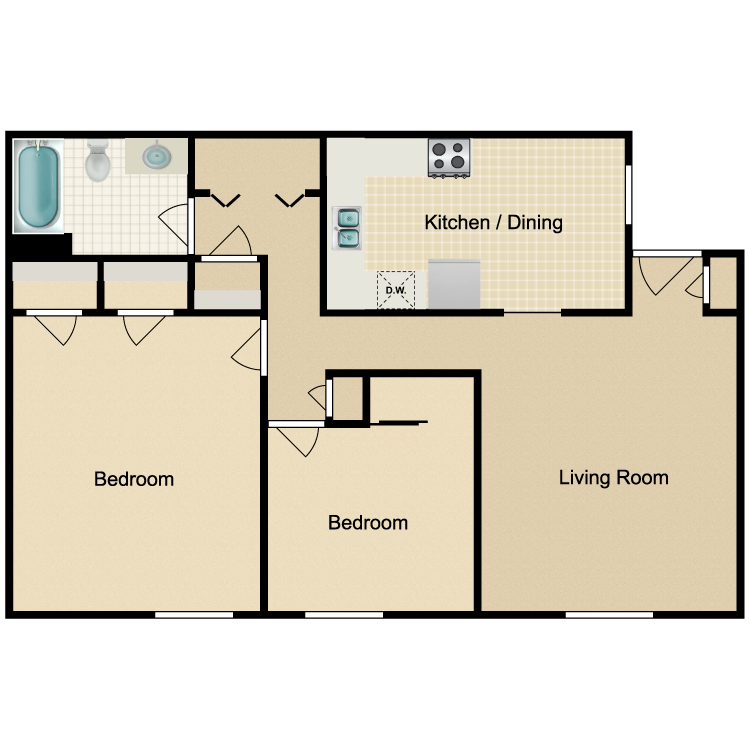 Floor plan image of Parkside 2 Bedroom