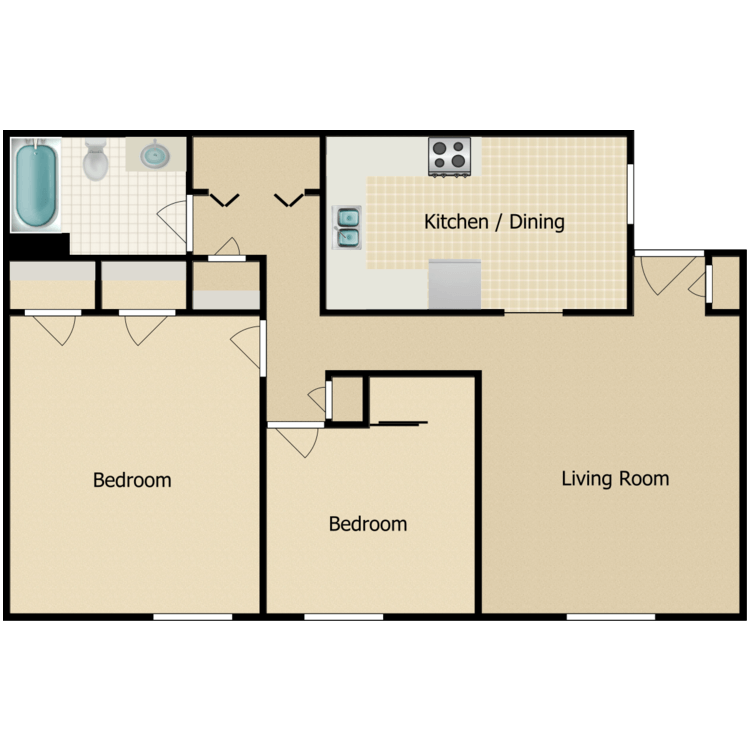 Floor plan image of Parkside 2 Bedroom