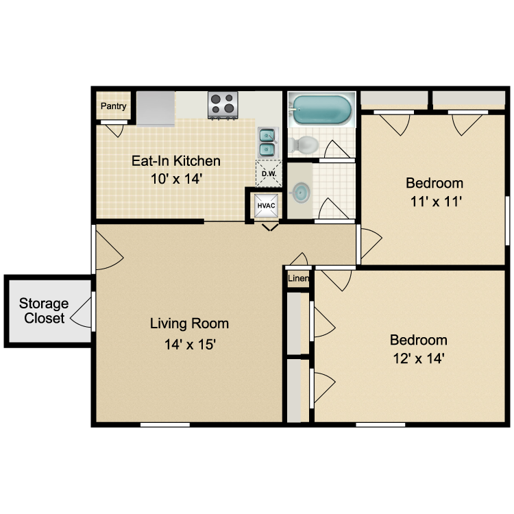 Floor plan image of Valley 2 Bedroom