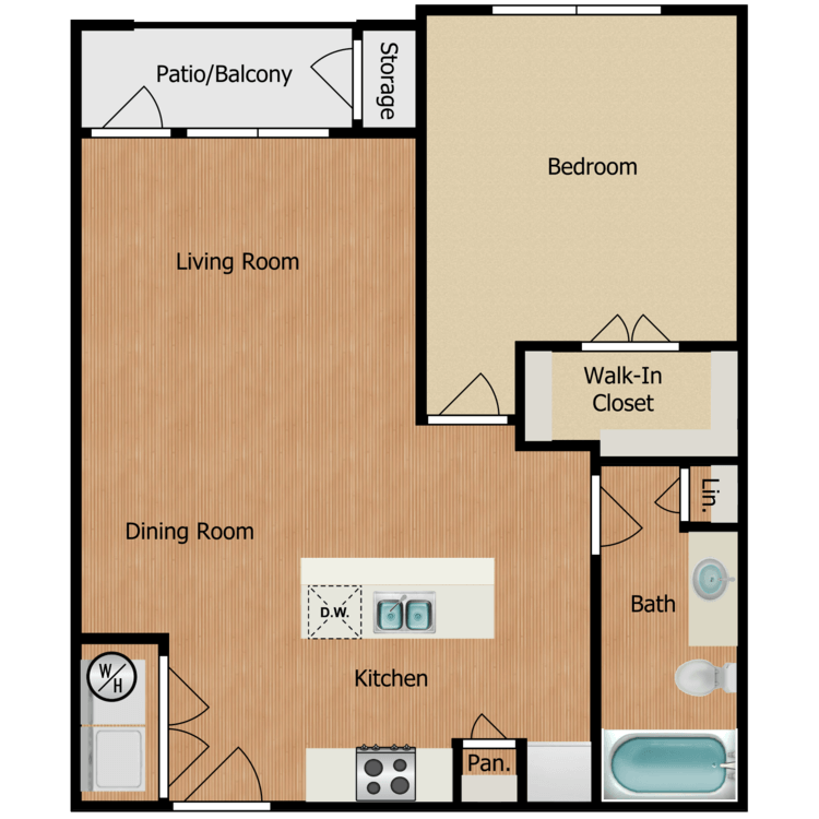 Floor plan image of One Bedroom