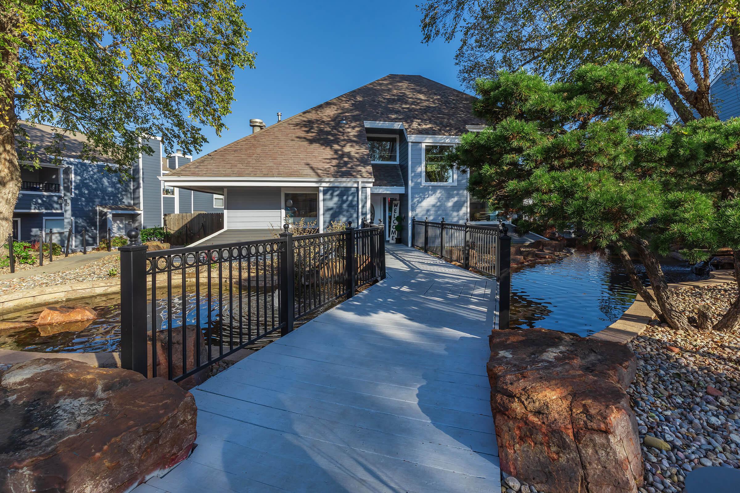 a small house in a pool of water