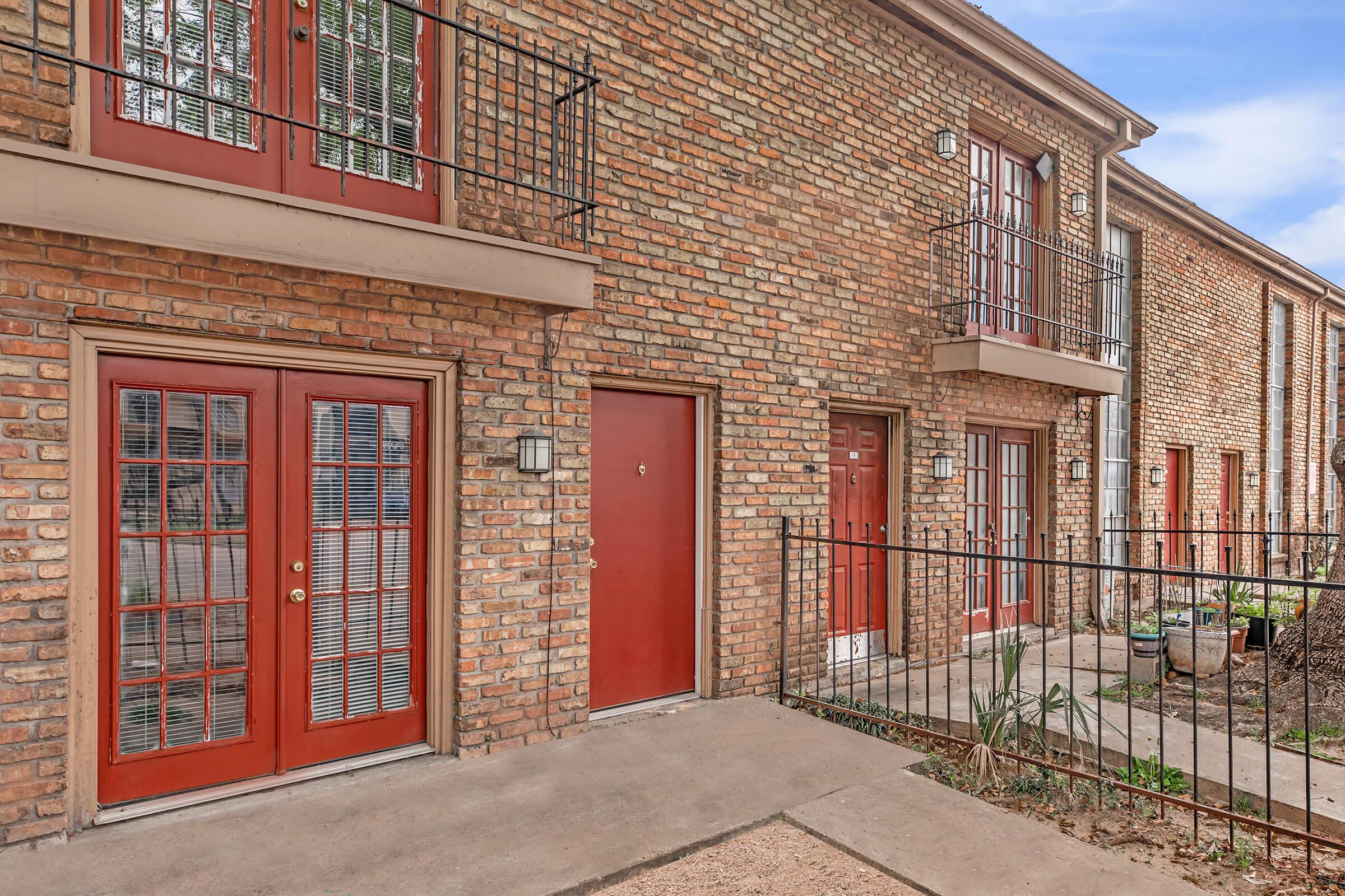 a close up of a brick building