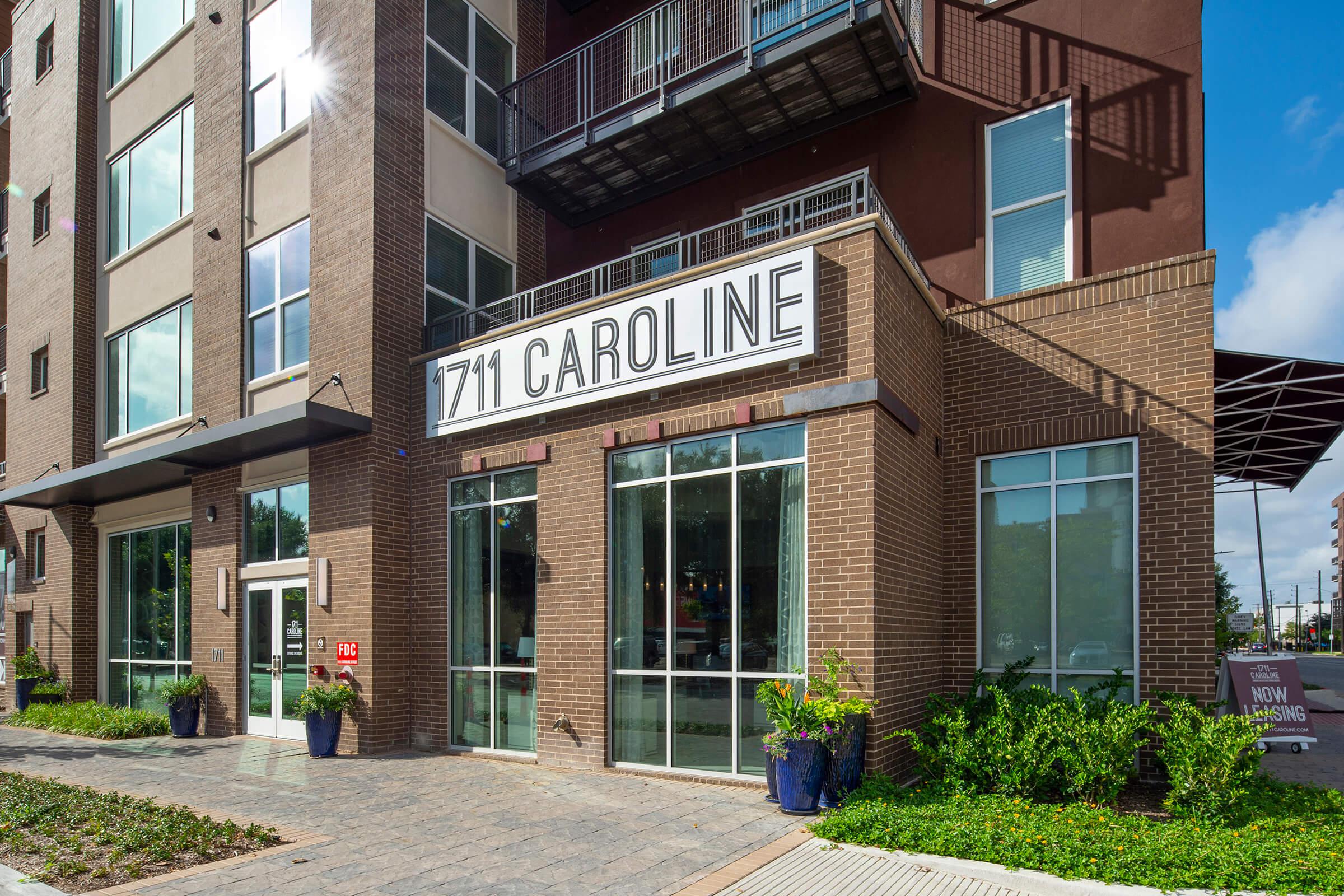 a store front of a brick building