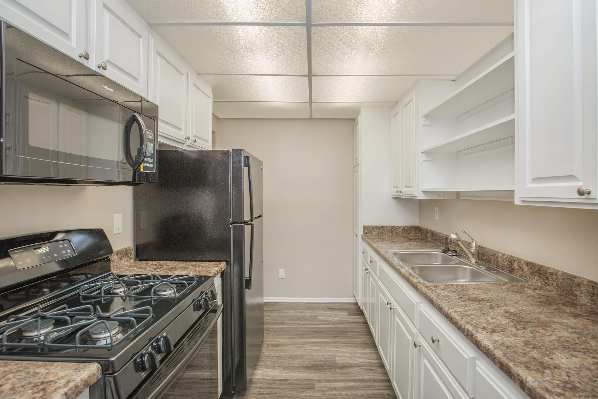 Kitchen with white cabinets