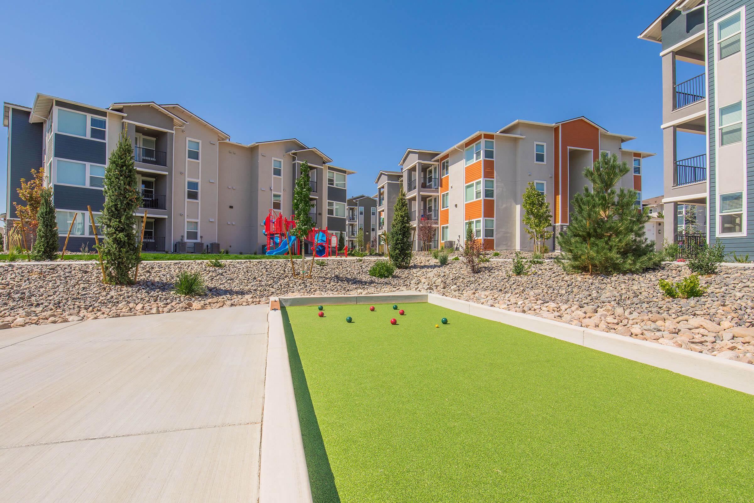 a large lawn in front of a building