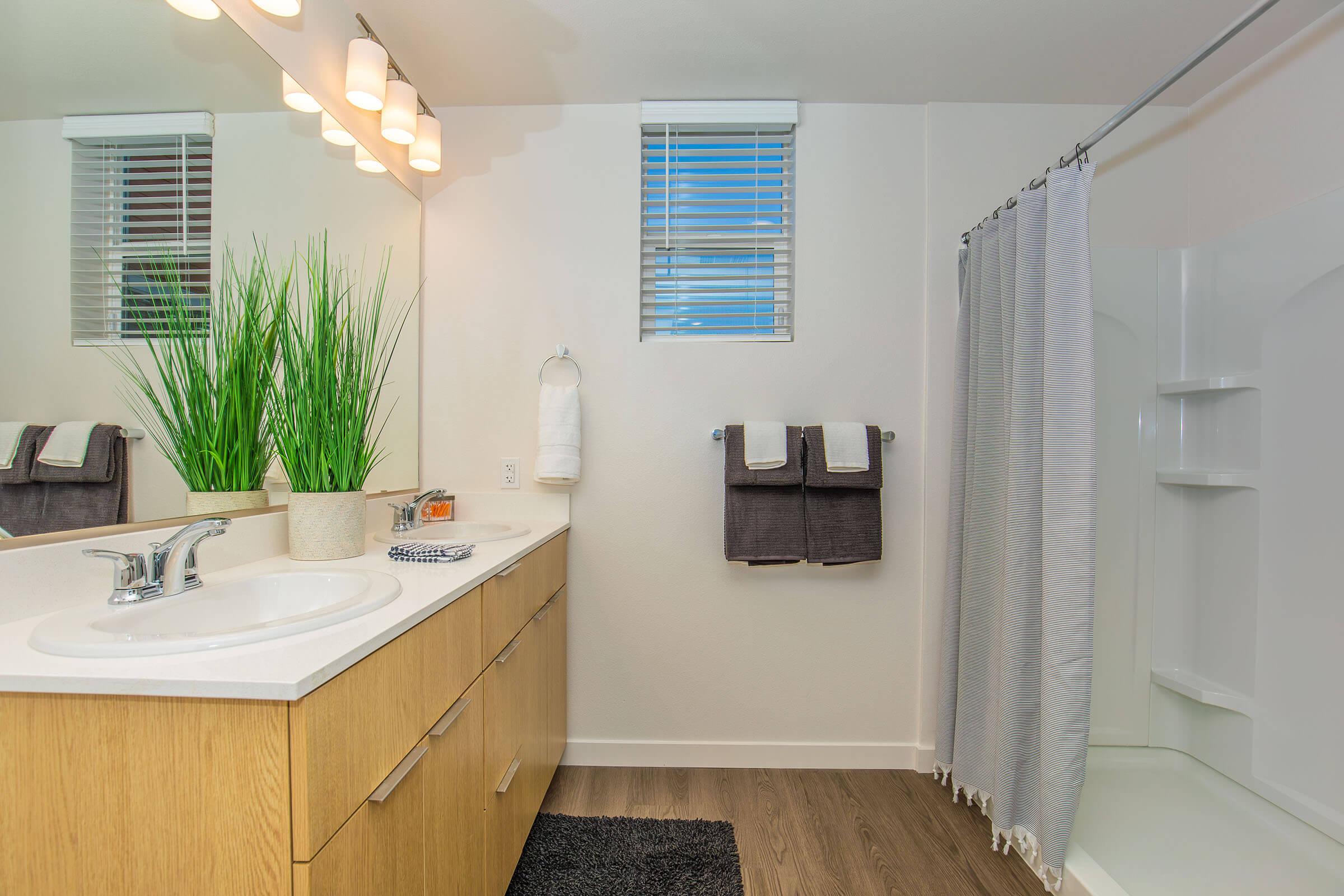 a room with a sink and a window