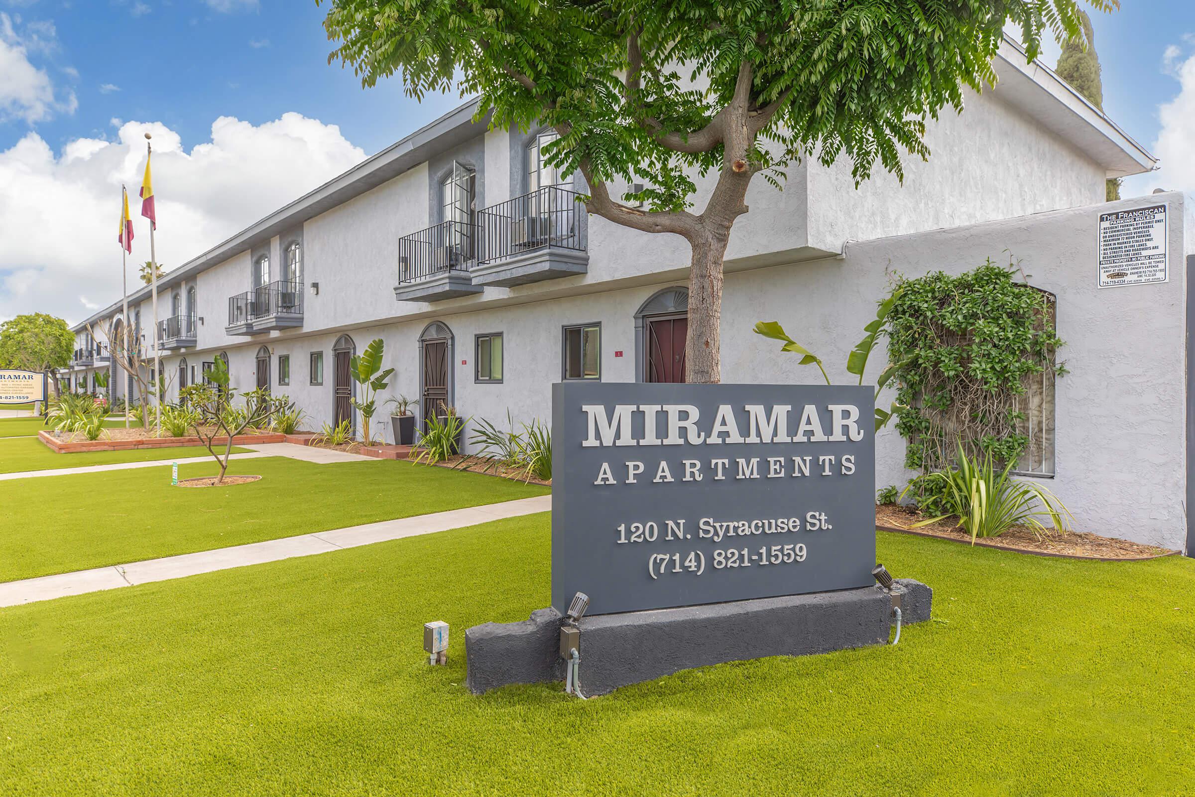 Miramar Apartments monument sign